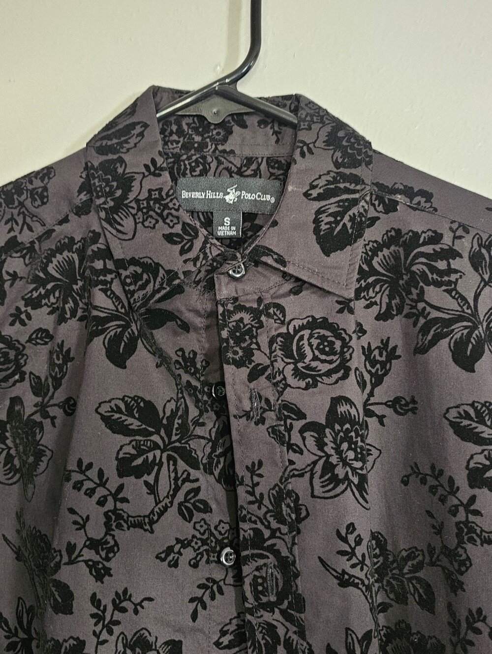 Beverly Hills Polo Club Men's Black Floral Button-Up Shirt - Small